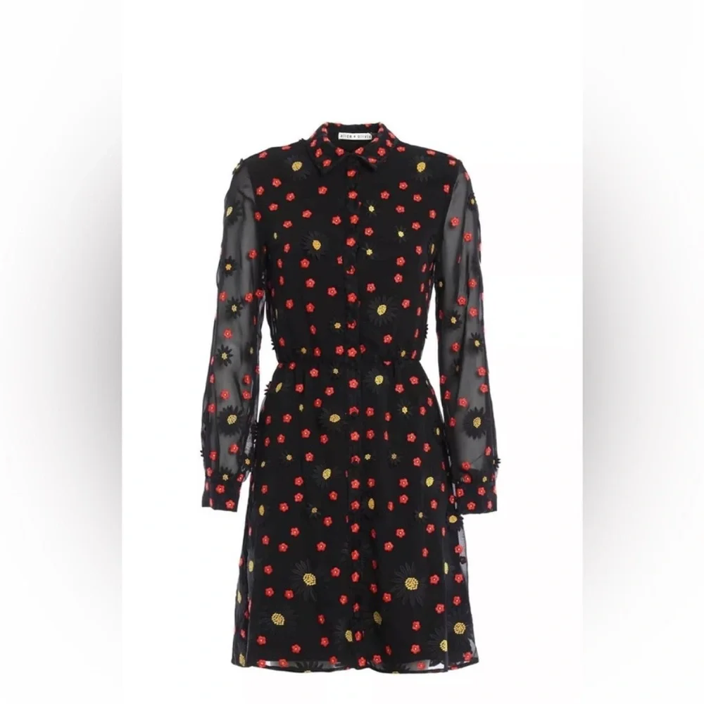 Alice + Olivia Dress Enid Floral Embroidered Appliqué - Picture 11 of 14